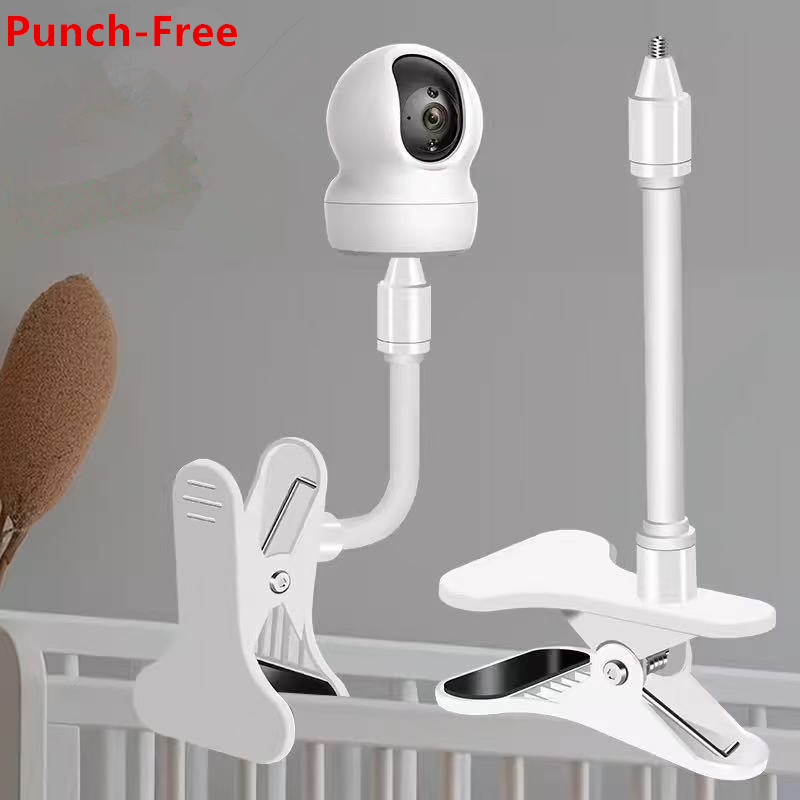 Webcam Stand Clip - Protable フレキシブルカメラクランプマウント ベビーモニターカメラホルダースタンド ウェブカメラモニター パンチフリーの曲げ可能なブラケットベース クリップ付き