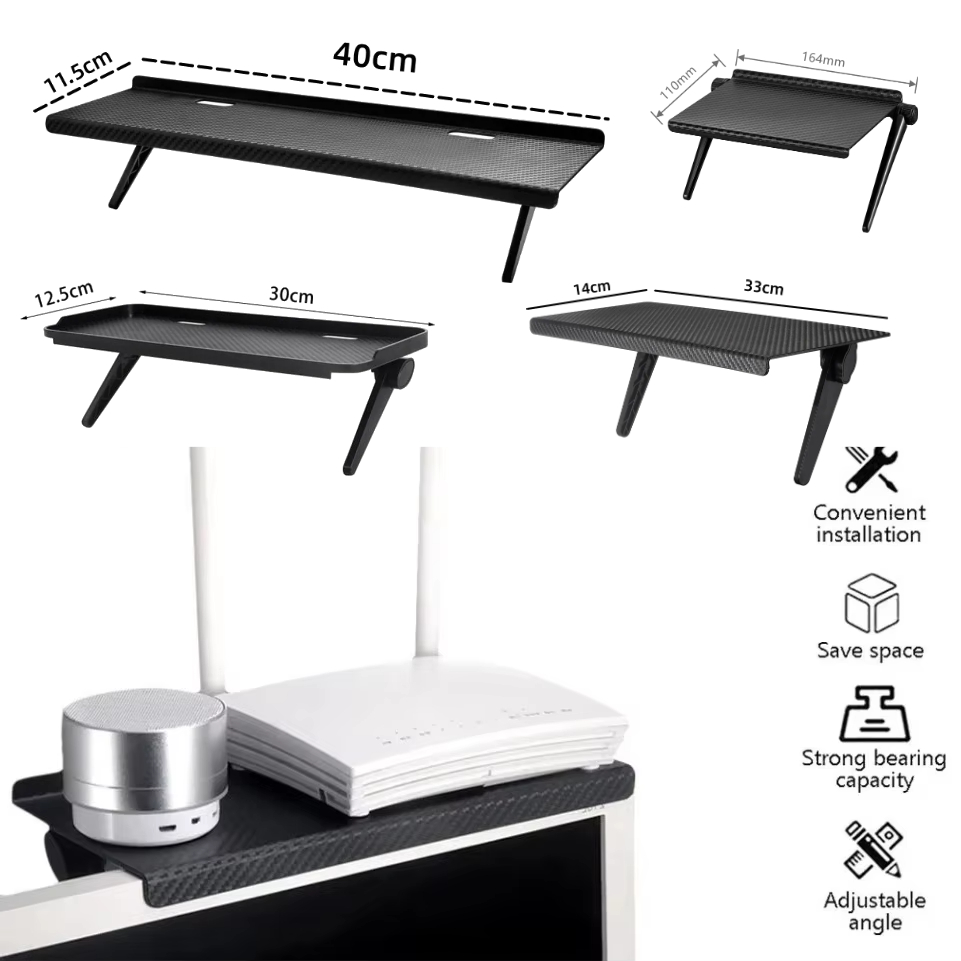 Document Holder Monitor - 調整可能なテレビ/モニター上部棚オーガナイザー - ルーター、メディアボックス、アクセサリー、ケーブル管理用のユニバーサル省スペースラック