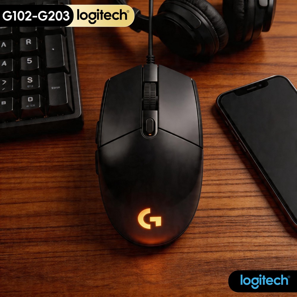 Logitech Mouse G203 - G102 ロジクール G203 ゲーミングマウス、クラシックブラック、ダイナミックRGBライト搭載、6ボタン、高速応答、eスポーツ向け