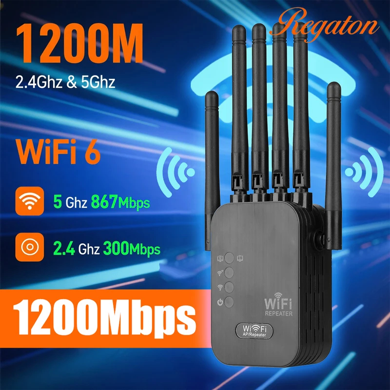 Wifi Range Extender - ワイヤレス5G WiFiリピーター 1200Mbpsルーター WiFiブースター デュアルバンド 長距離エクステンダー