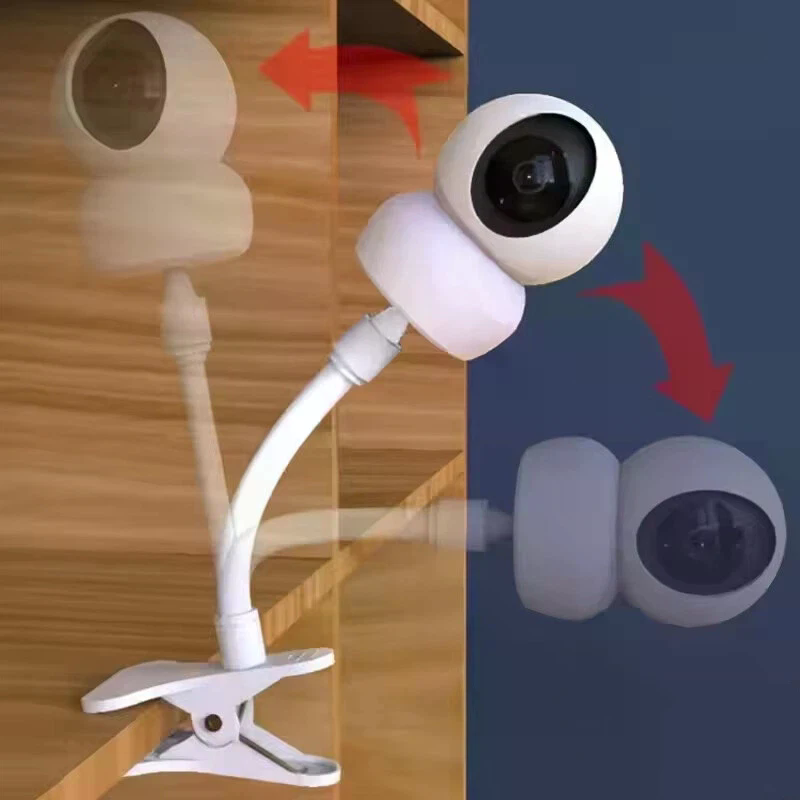 Webcam Stand Clip - 1 セットベビーモニターカメラホルダースタンド柔軟なカメラクランプマウントウェブカメラモニターパンチフリー曲げ可能なブラケットベースクリップ付き