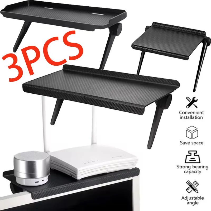 Document Holder Monitor - テレビ画面トップ収納棚調節可能なコンピュータモニターデスクトップ画面トップ収納ラックルーター棚ラックホームオーガナイザー