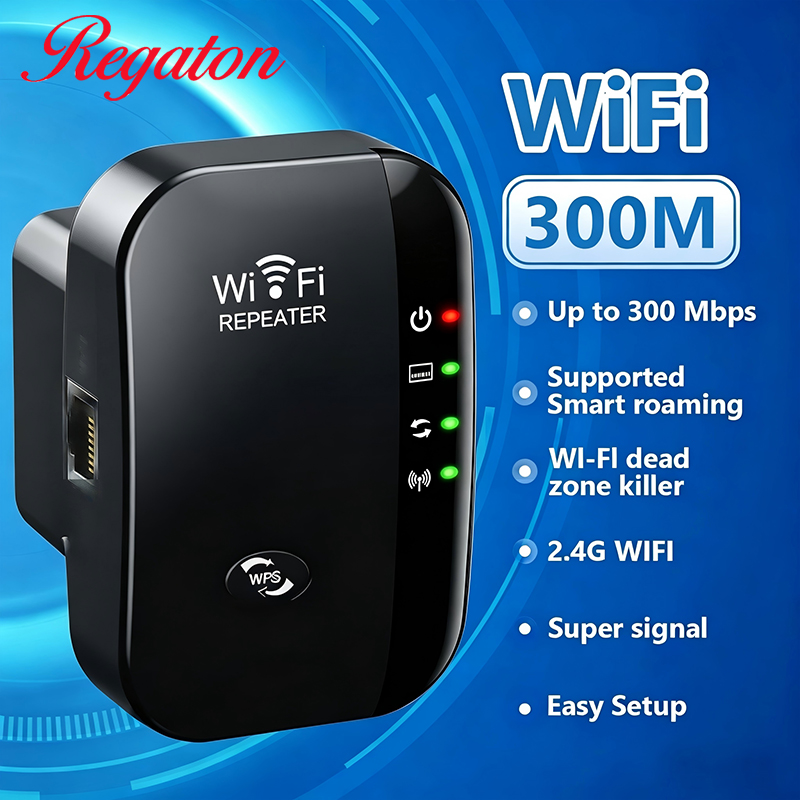 Wifi Range Extender - ワイヤレス300M 2.4GHz WiFiレンジエクステンダー、強力な信号増幅器、便利なセットアップ、家庭やオフィス用のネットワークブースター