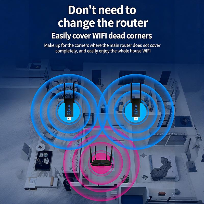 Wifi Range Extender - デュアルバンド 1300Mbps WiFi レンジエクステンダー USB 信号増幅器