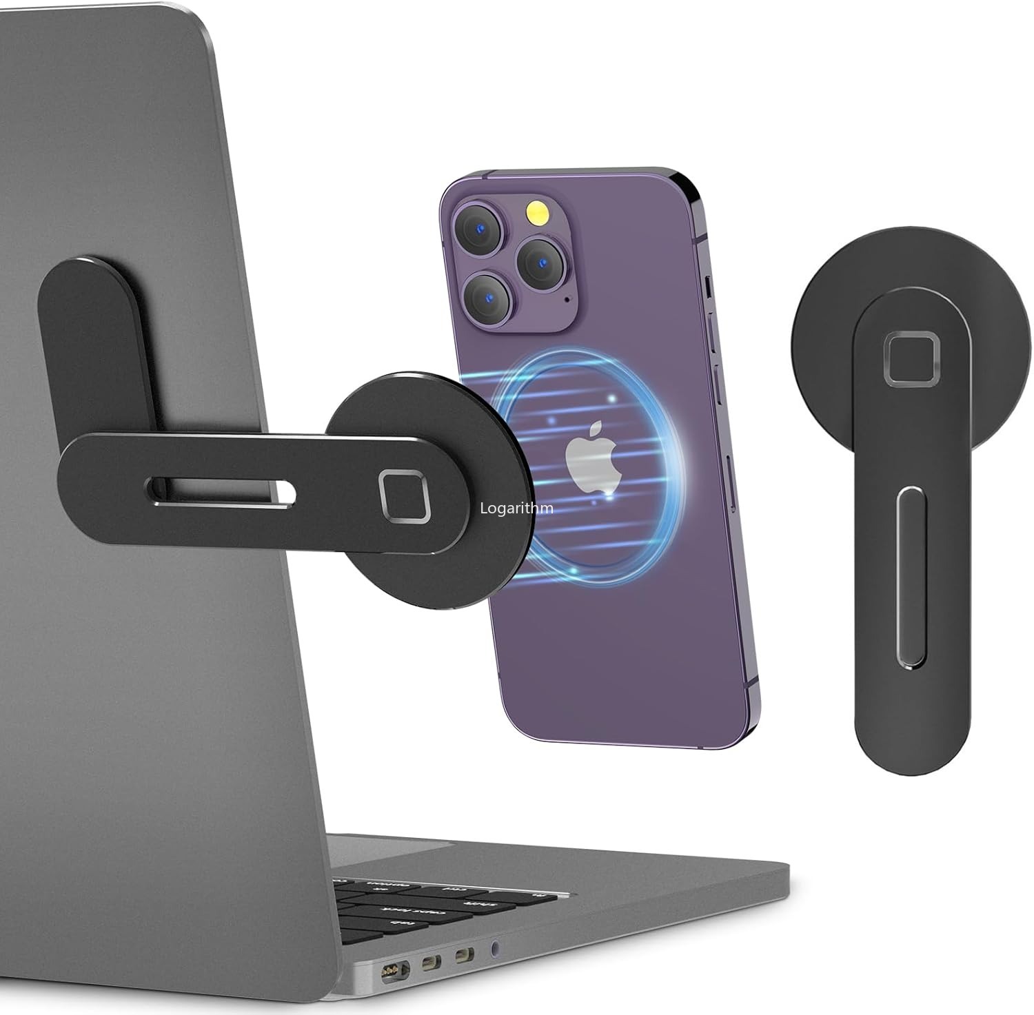 Document Holder Monitor - 2026 磁気式ノートパソコン/スマホホルダー、コンピューターモニター側面に取り付け、スリム＆折りたたみ式、iPhone 14/13/12シリーズケースおよびすべてのスマホに対応