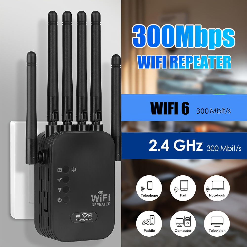 高利得300M WiFi信号ブースター 2.4GHz ワイヤ - Wifi Range Extender のレビューと価格