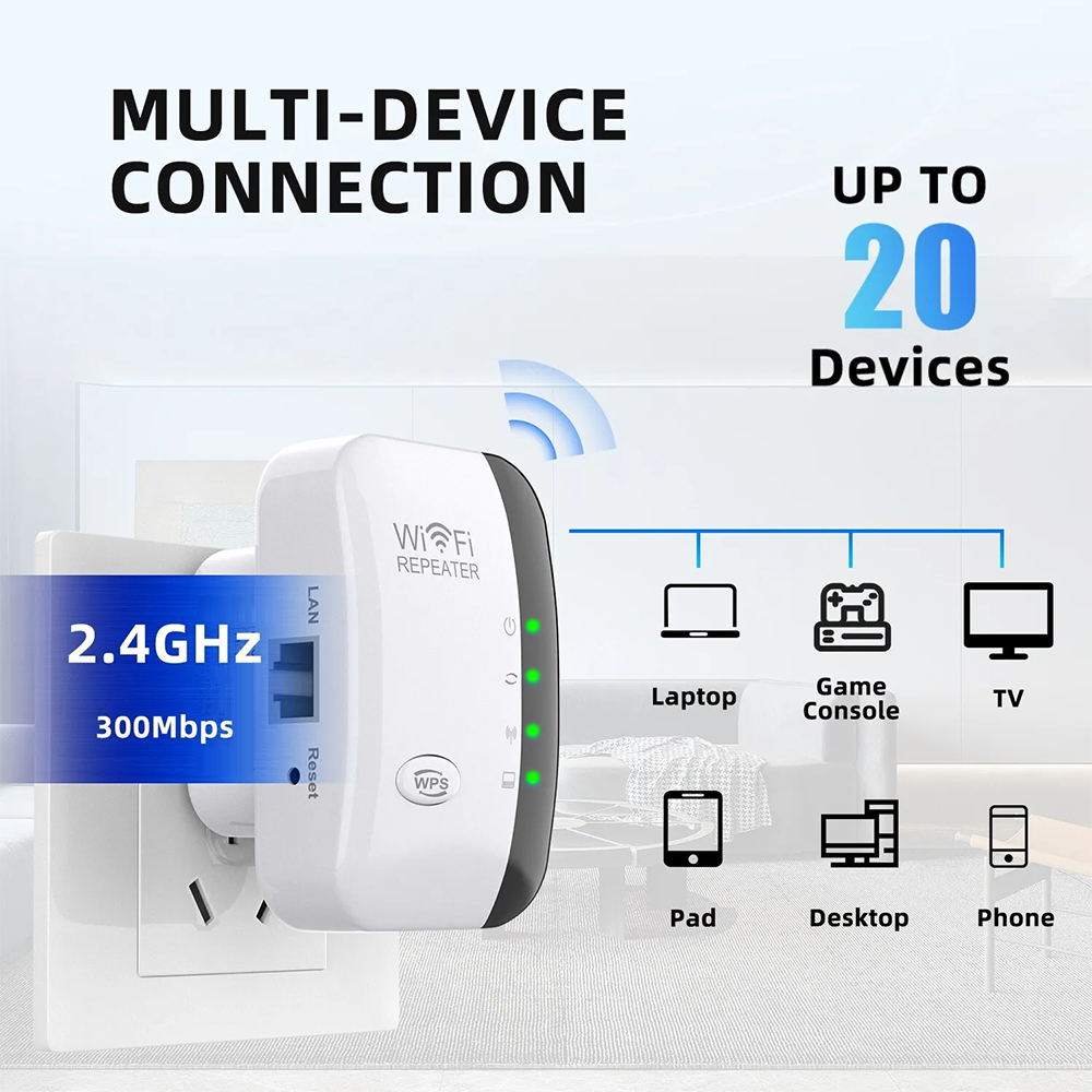 2.4G ワイヤレス WiFi ブースター 300M レンジ - Wifi Range Extender のレビューと価格