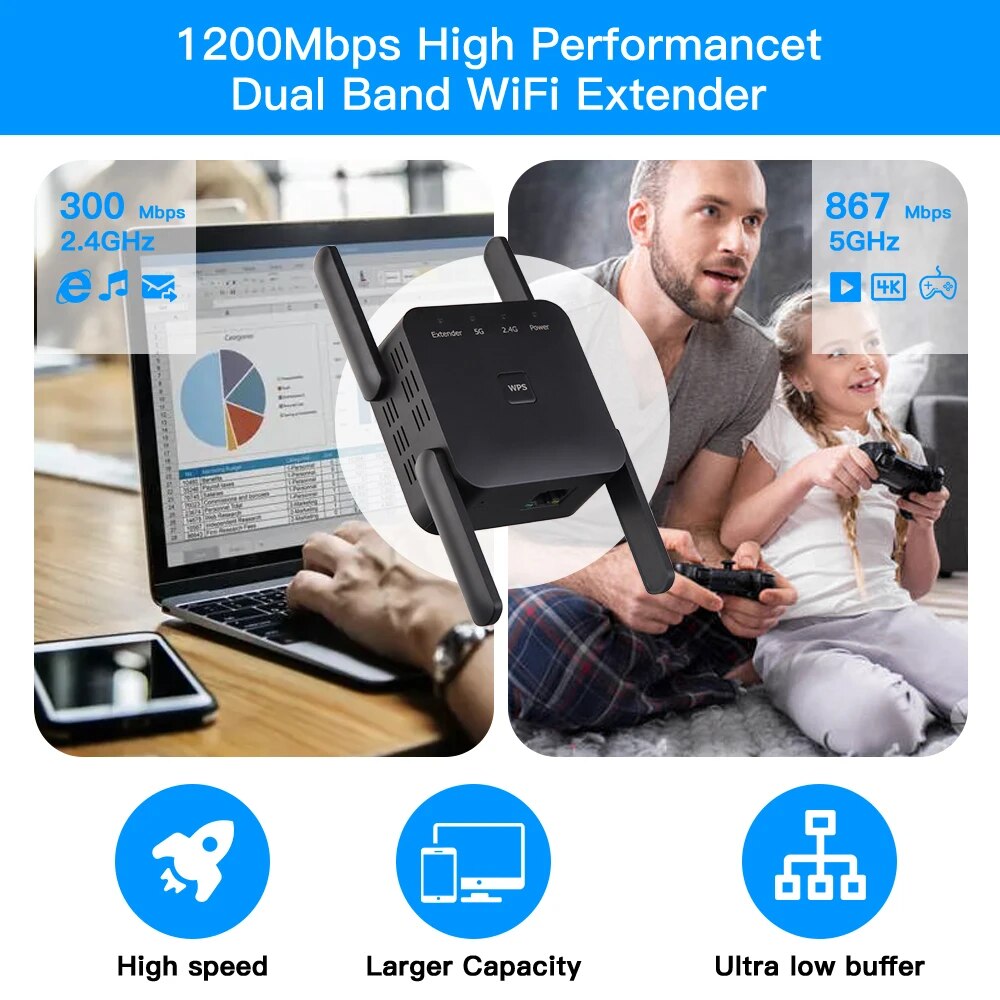 Wifiリピーター1200mbps 2.4ghz/5ghzワ - Wifi Range Extender のレビューと価格