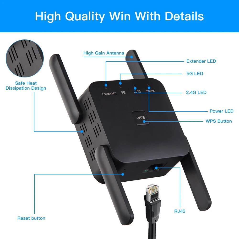Wifiリピーター1200mbps 2.4ghz/5ghzワ - Wifi Range Extender のレビューと価格