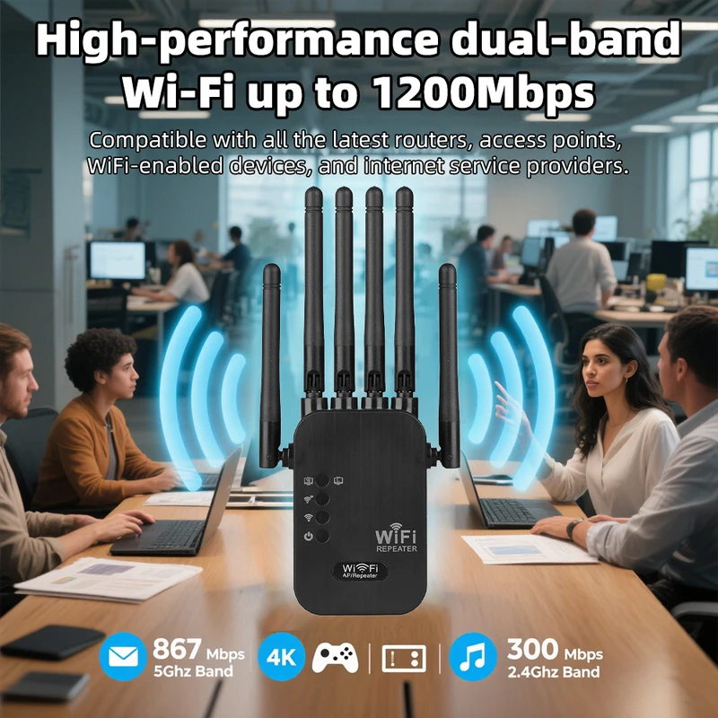 ワイヤレス5G WiFiリピーター 1200Mbpsルーター - Wifi Range Extender のレビューと価格